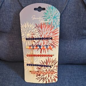 Colorful Hair Clip Set In Red,White and Blue. NWT